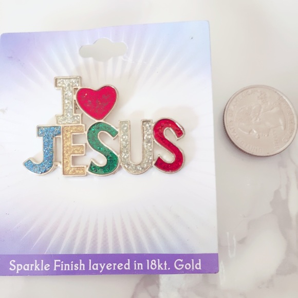 Jewelry - I Love Jesus Sparkle Brooch